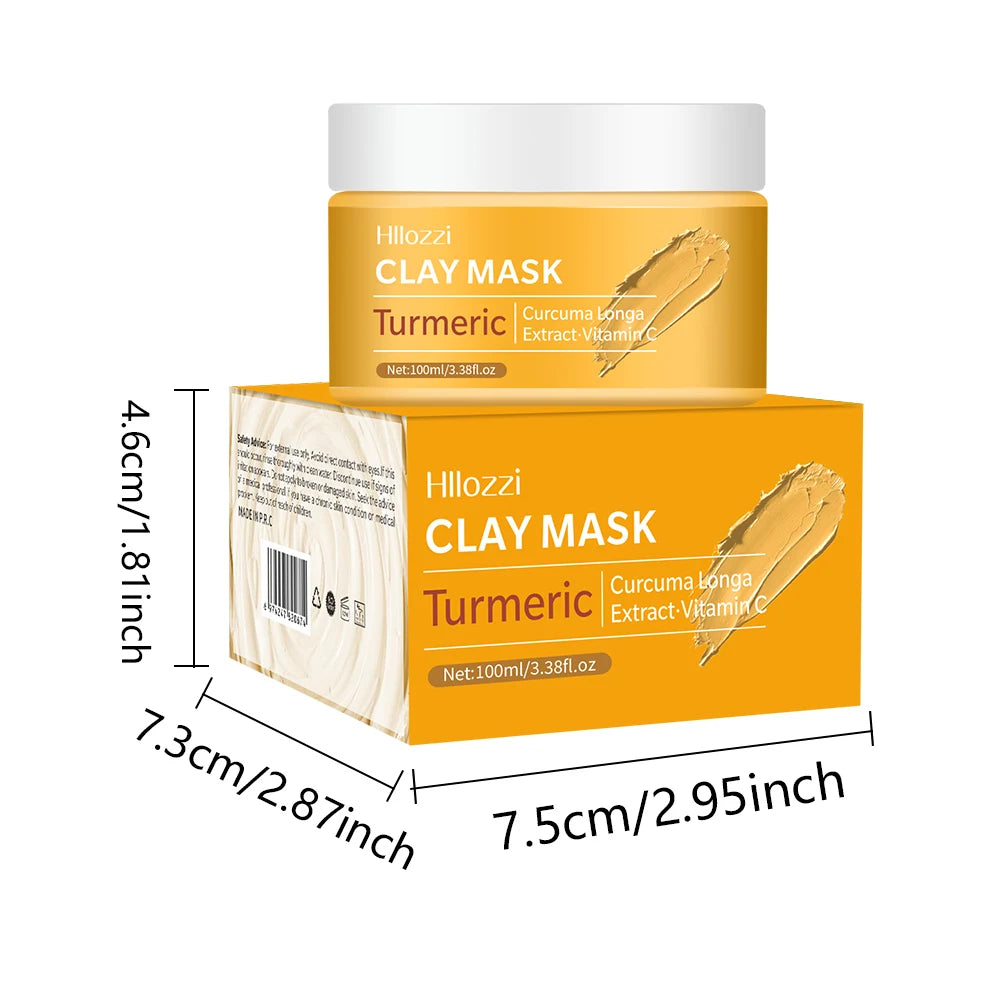 Turmeric  Clay Mask Deep Cleansing Facial Improves Dark Spots Acne Hydrating Skin Care Tightens Skin Evens Skin Tone