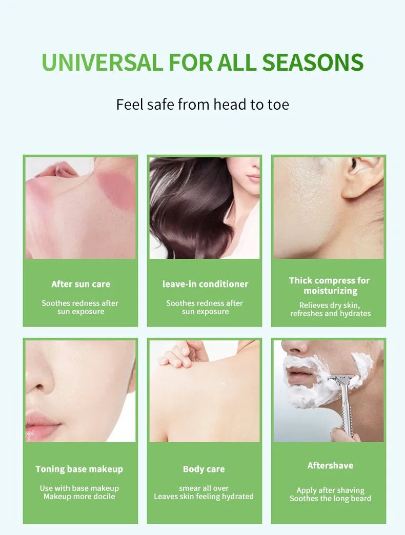 "Pure Aloe Vera Gel (300G) - 99% Natural for Face, Hair & Body, Sunburn Relief & Hydration, Non-Sticky"