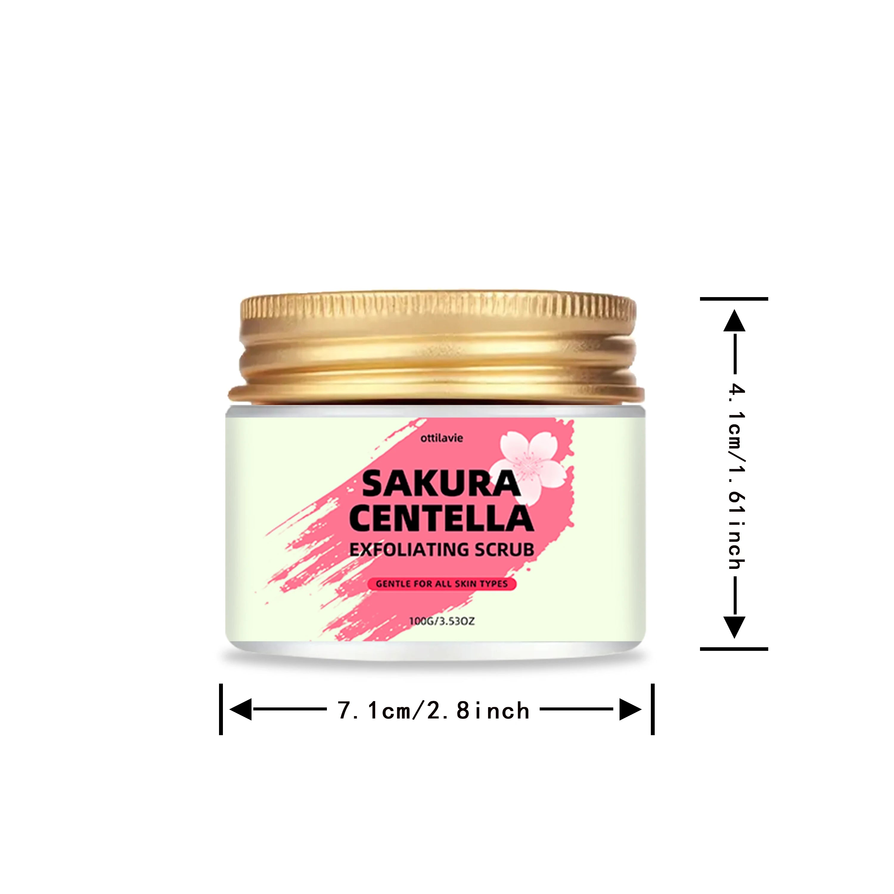 Ottilavie Sakura & Centella Scrub (5.29/3.53OZ) W/Niacinamide - Gentle Exfoliator for Face & Body, Unisex Gift