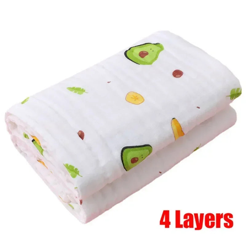Baby Bath Towel 4-Layer Gauze Cotton Newborn Cartoon Washcloth Blanket Swaddle Blanket for Boy Girl Infant Bath Towel 70 * 90cm