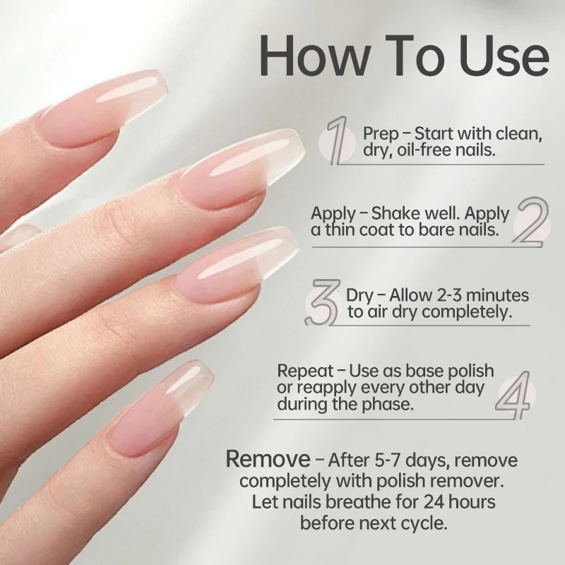 LILYCUTE 12ML Nail Care Polish Milky White Pink Strengthener 3 in 1 Effect Long Lasting Base Top Varnish Drying No Need Lamp