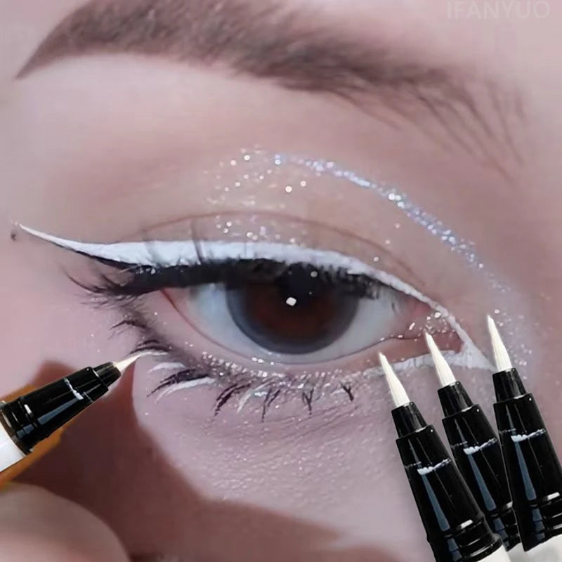 Ultra-thin Matte White Eyeliner Liquid Pen Waterproof Sweat-proof Long-lasting Lying Silkworm Pen High Pigment Smooth Eye Makeup