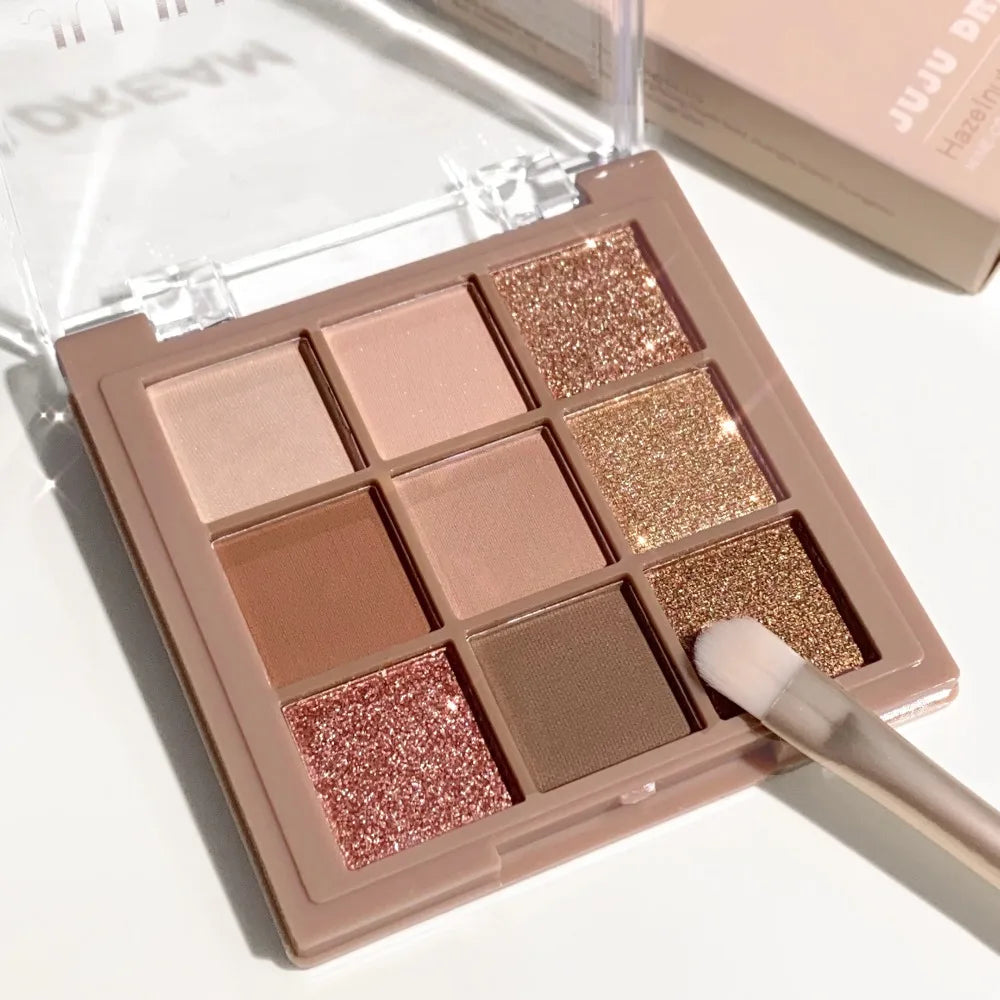 Matte Shimmer Eyeshadow Palette 9 Colors Waterproof Long Lasting Natural Nude Makeup Cocoa Brown Korean Style