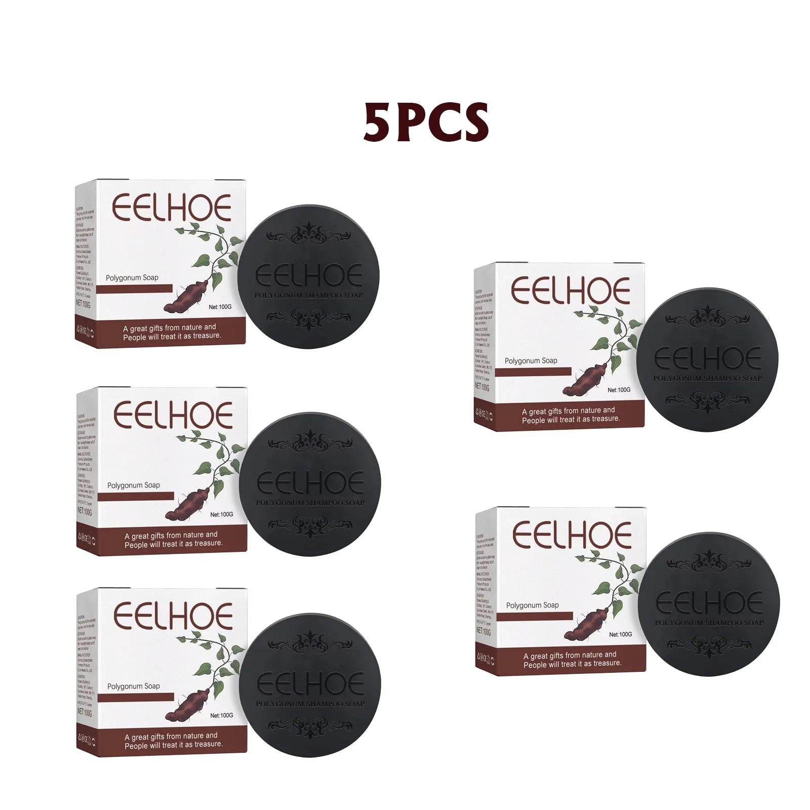EELHOE Polygonum Multiflorum Shampoo Soaps Deep Cleaning Hair Moisturizing Care Cover Gray Hair Dye Ginseng Extract Shampoo Soap