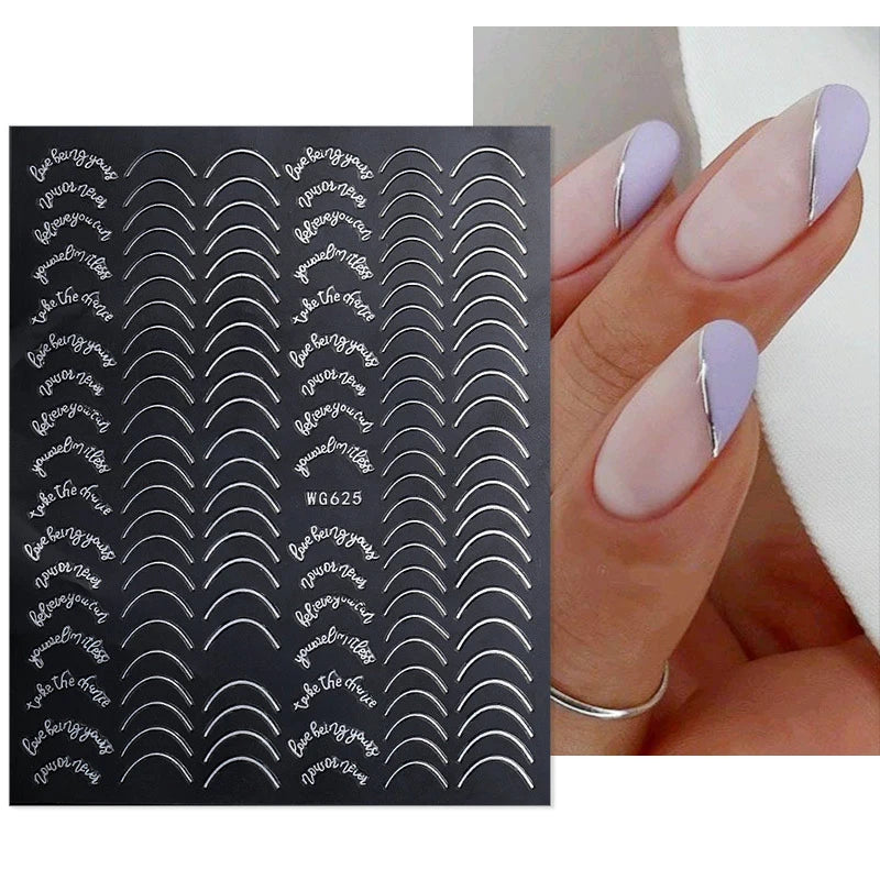 Shiny Gold Star Moon Sun Nail Stickers for Manicure Accessories Heart Feather Animals Printing Self Adhesive Nail Wrap