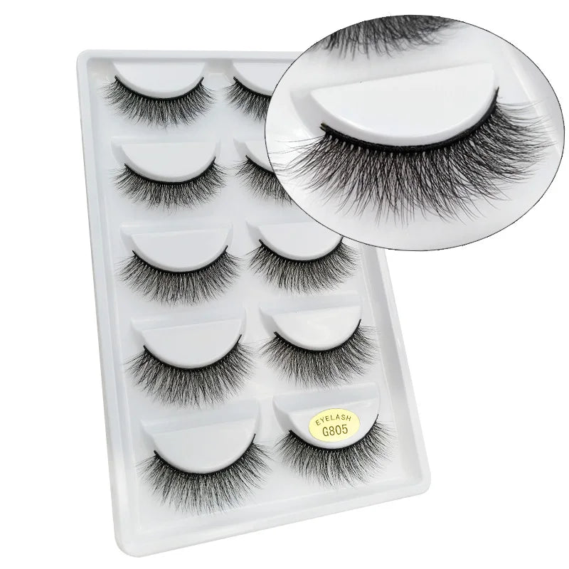 3/5 Pairs 3D Faux Mink Hair Soft Eyelashes Natural Thick Long False Eyelashes Dramatic Fake Lashes Handmade Eyelashes Faux Cils