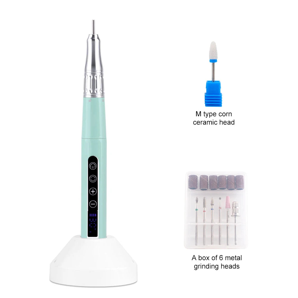 35000RPM Wireless Portable USB Pen Nail Drill Professional Rechargeable Manicure Electric Nail Cuticle File Nail Polisher Tools