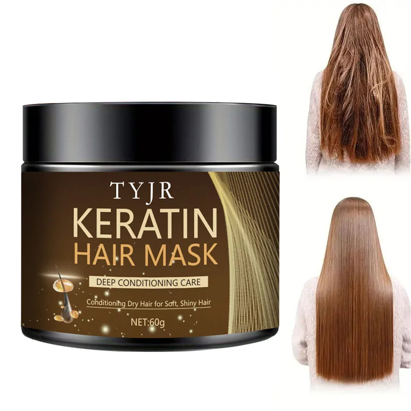 Keratine Magic Hair Mask Protein Straightening Repair Cream for Dry, Frizzy, Damaged Hair Professional Smoothing, Shining, and Deeply Moisturizing Care 60G/30G
