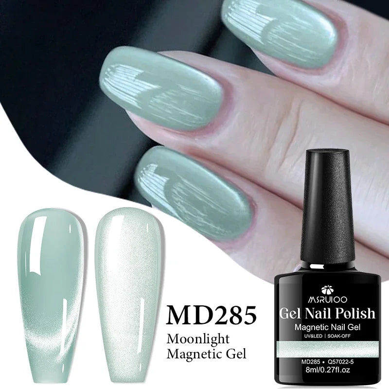 8ml Moonlight Cat Magnetic Gel Nail Polish Pink Silver Glitter Semi Permanent UV Gel Varnish Soak Off Nail Supplies Manicure