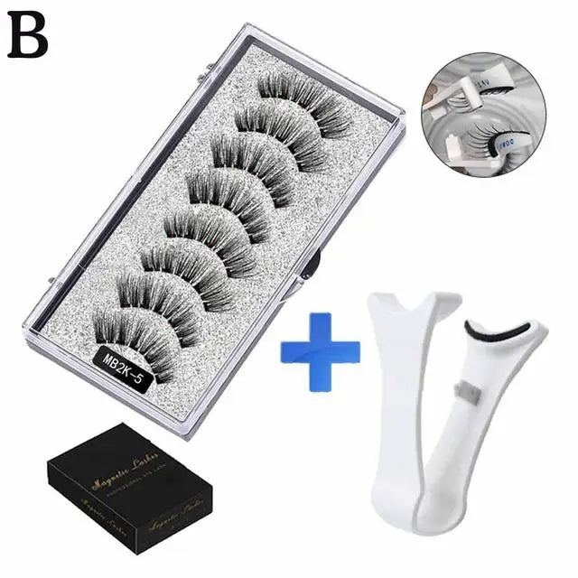 3D Natural Magnetic Eyelashes,With 5 Magnetic Lashes Eyelashes Handmade False Gift Reusable Magne T6N2