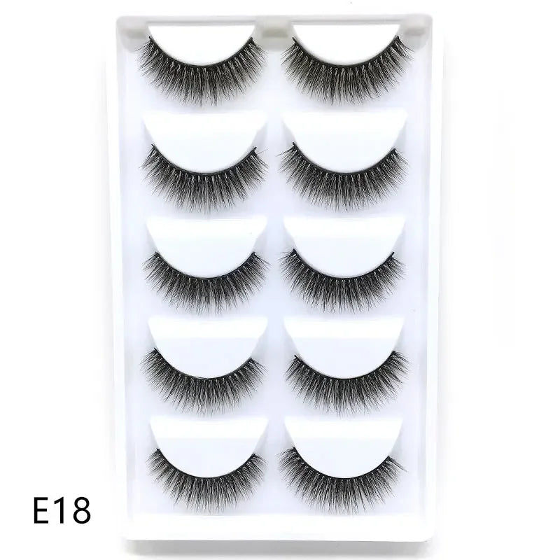 AMSNCN NEW 5Pair 100% Real 3D Mink Lashes Soft Natural False Eyelashes Makeup Long Eye Lashes Eyelash Extension CiliosH13mini