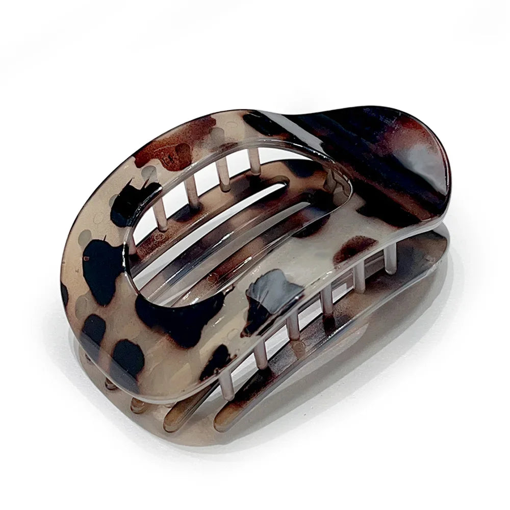 Leopard Matte Oval Hair Claw Clip for Women Fashion Curved Flat Acrylic Barrettes Styling Hair Accessories