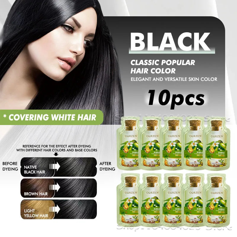1/10 packs Pure Natural Herbal Hair Dye Shampoo 5 Minutes Change Hair Color Non-irritating Repair Gray White Hair Care Women Men