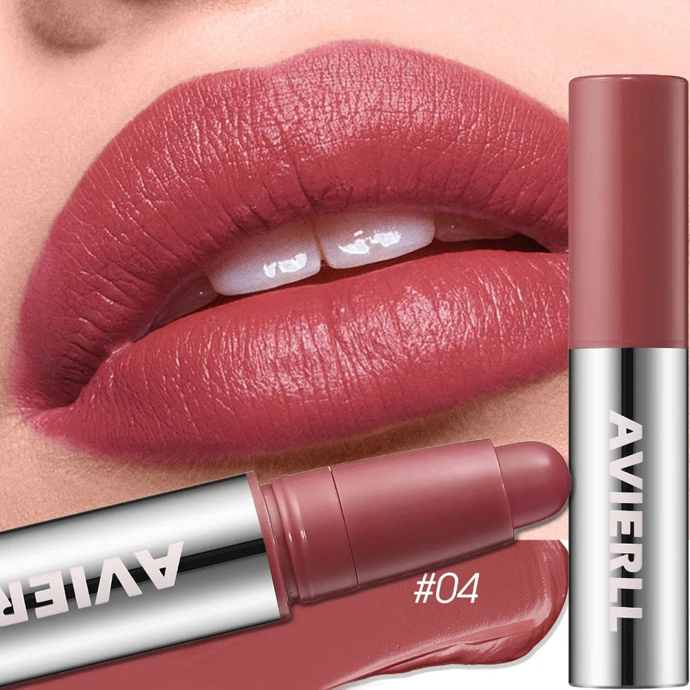 Smooth Matte Lipstick - Long-Lasting, Moisturizing, and Easy to Apply Lip Glaze with Rotating Pen Design - Waterproof Lip Makeup