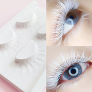 2 Pairs White Eyelashes Frozen Beauty Makeup Wedding Eyelash White Colored False Lashes for Cosplay Party Clear Bond Eyelashes