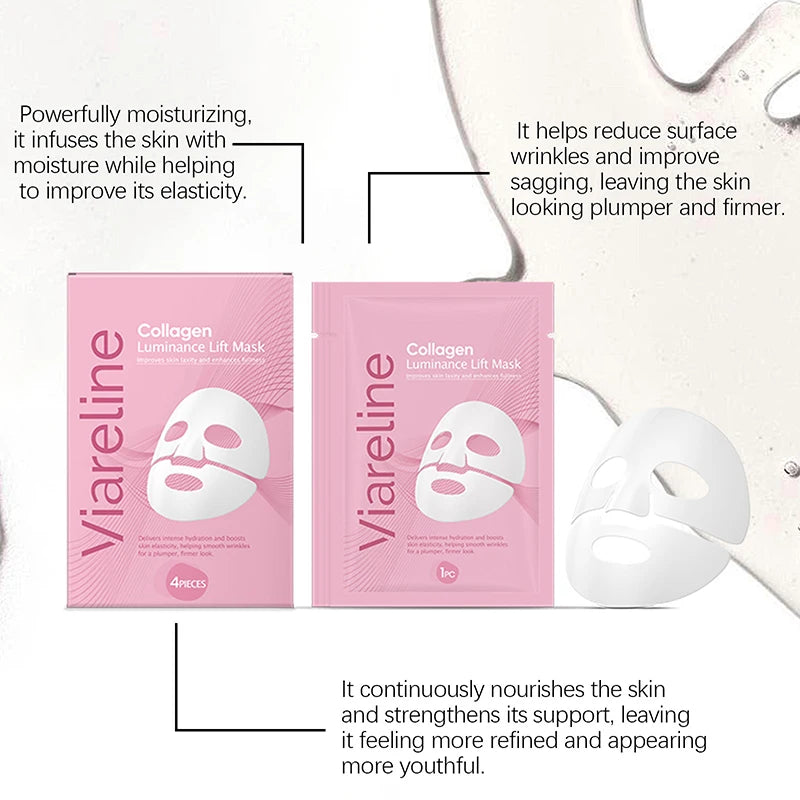Korean Sheet Mask Collagen Overnight Facial Mask Moisturizing Grape Seed Oil Nourishing Skincare Mask Soft Smooth Skin Revitaliz