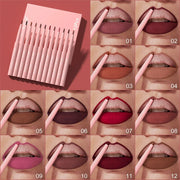 Matte Lip Liner Pencil Set 12 Colors Lip Contour Lipstick Waterproof Non-transfer Highly Pigmented Nude-pink Daily&Party Makeup