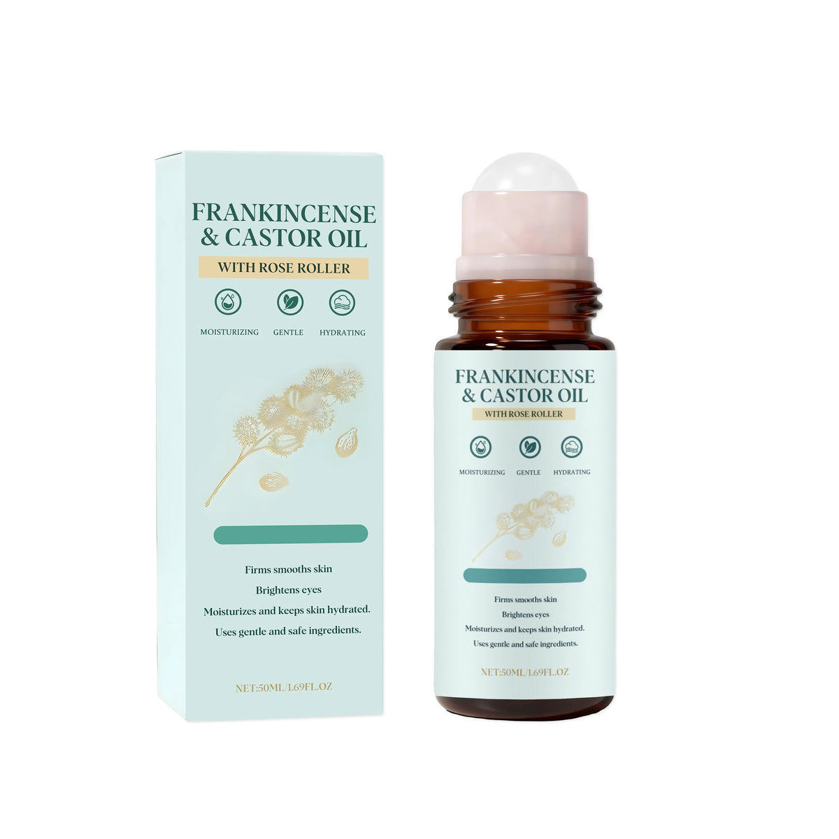 Frankincense Castor Oil Rollerball Soothing & Nourishing Roll-On Oil Improve Dryness Repair Portable Aromatherapy Body Skincare