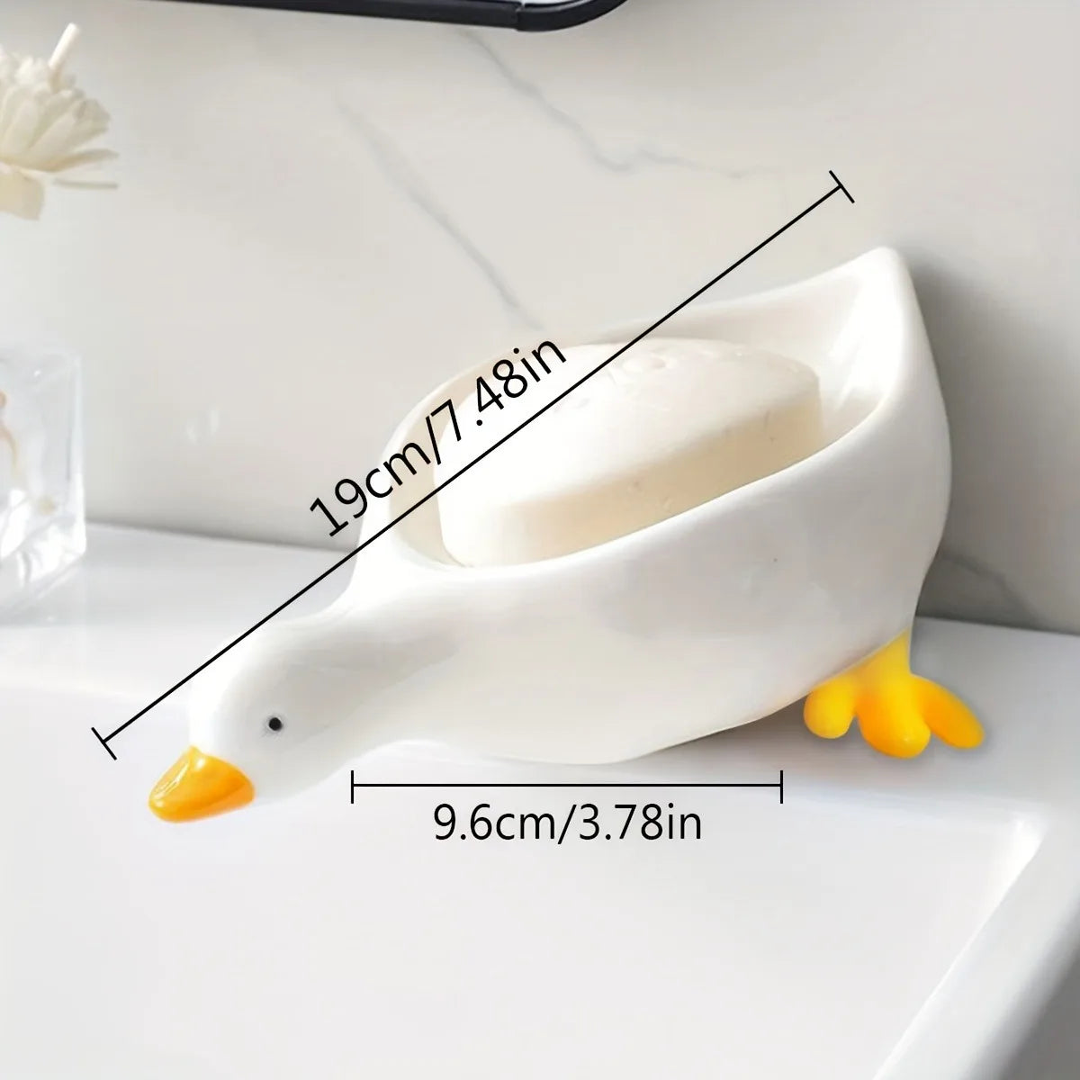Duck Soap Dish - Cute Self Draining Soap Holder with Tray, Bathroom Decor Organizer for Sink Countertop | Novelty Gift Idea