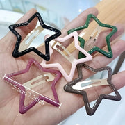 5Pcs Large Star Clips Hair For Girls Non-Slip Star Hair Accessories Hairpins Cute Colorful Snap Clips Lovely Metal Hair Barrette
