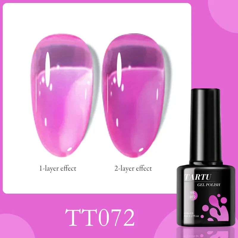 1PC 8ML Jelly Natural Gel Nail Translucent Black Pink Blue Purple Gel Polish UV/LED Soak Off Gel Polish for DIY Holiday Gift