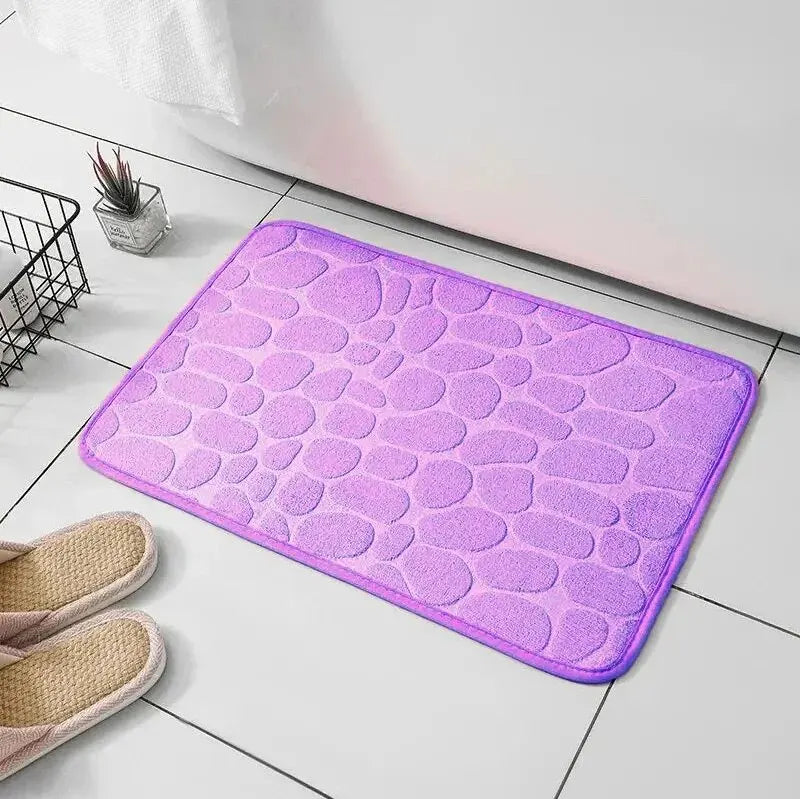 1pc Embossed Fiber Carpet, Bathroom Living Room Anti Slip Mat, Pebble Floor Mat, Household Items