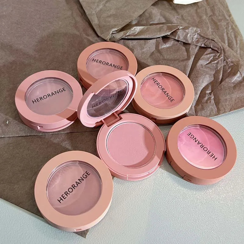 Herorange Serbuk Monokrom Kalis Air Panjang Tahan Lama Plat Peach Orange Kabus Lembut Matte Semulajadi Blush