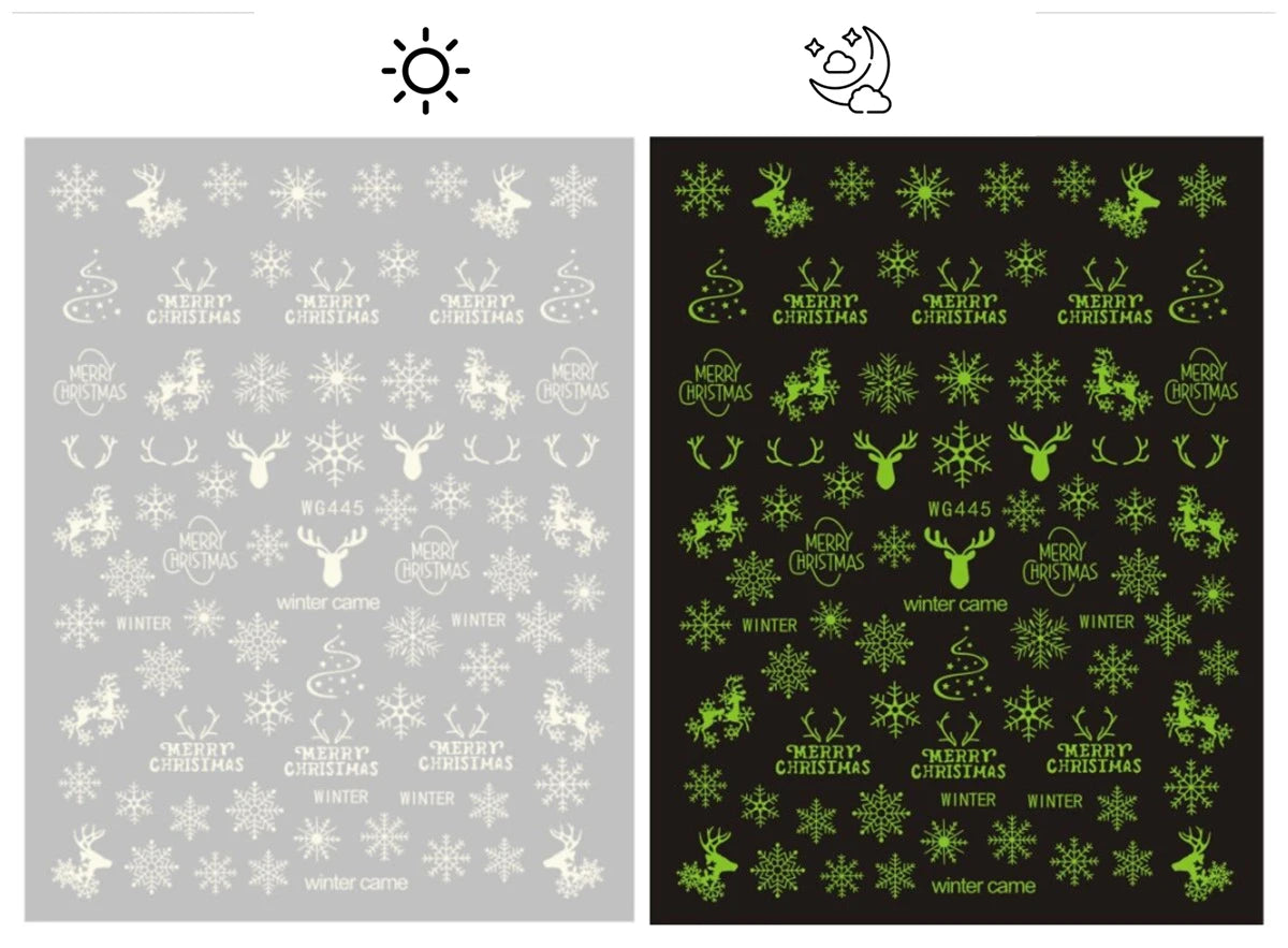 Sliver Bronzing 3D Christmas Nail Art Decoration Sticker Sparkly White Colorful Glitter Geometry Snowflake Winter Slider Foil