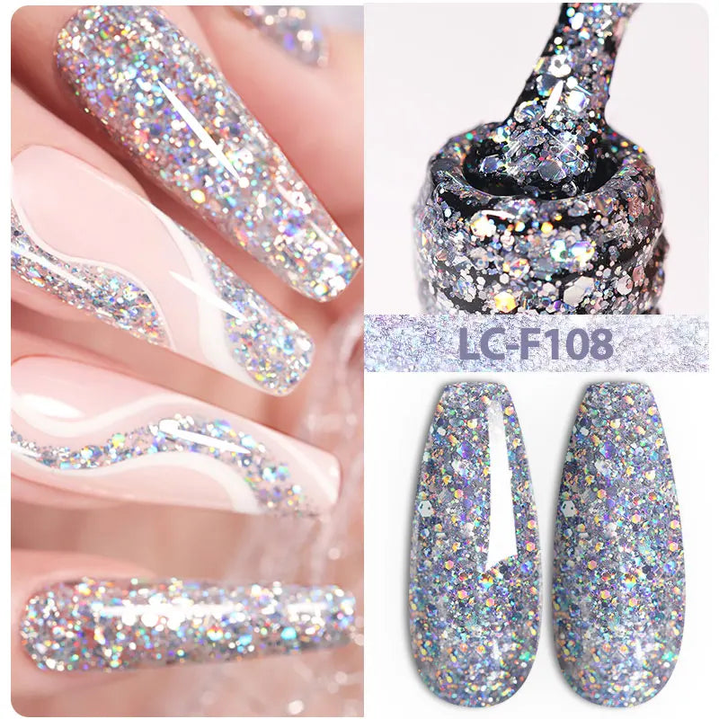 LILYCUTE 7ML Auroras Glitter Thermal Gel Nail Polish Temperature Color Changing Semi Permanent Soak Off Nail Art UV Gel Varnish