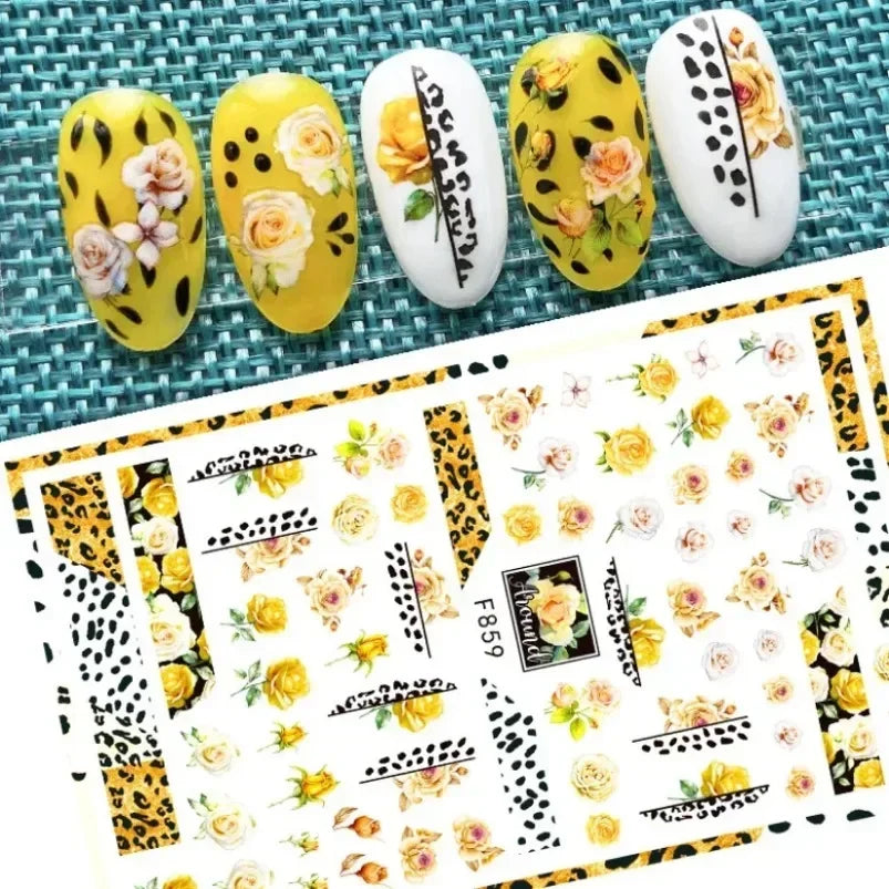 Cherry Blossom 3D Nail Stickers White Flower Petals Nail Art Decals Elegant Wedding Design Spring Sakura Manicure Slider Decor