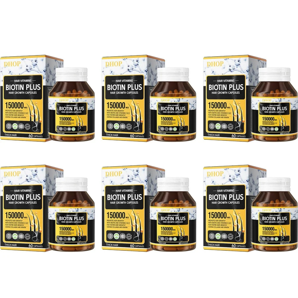 Biotin Plus Hair Growth Capsules with Collagen and Keratin, Vitamins A C E B12 Folate Hair Vitamins Hair Nutrition Support