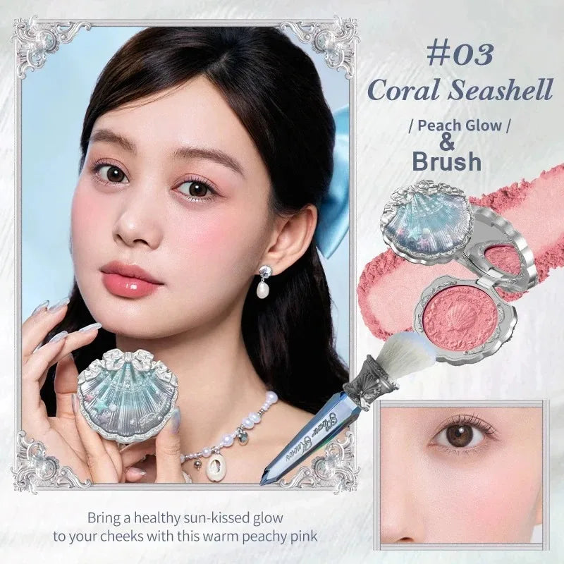 Flower Knows Swan Ballet Velvet Embossed Blush Matte Makeup Pressed Blusher Powder Pallet Women Gift Set