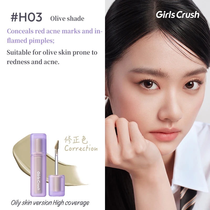 Girlscrush Liquid Concealer  Moisturizing Brightening Conceal Pore Watery Velvet Longlasting Cover Red Streaks Face Oily Skin