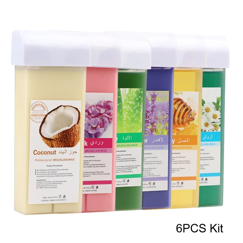 Epilatory Waxing Kit - Rose painless bikini wax Roll-On Wax Includes Heater Machine Refillable Wax And 100PCS Waxing Papers