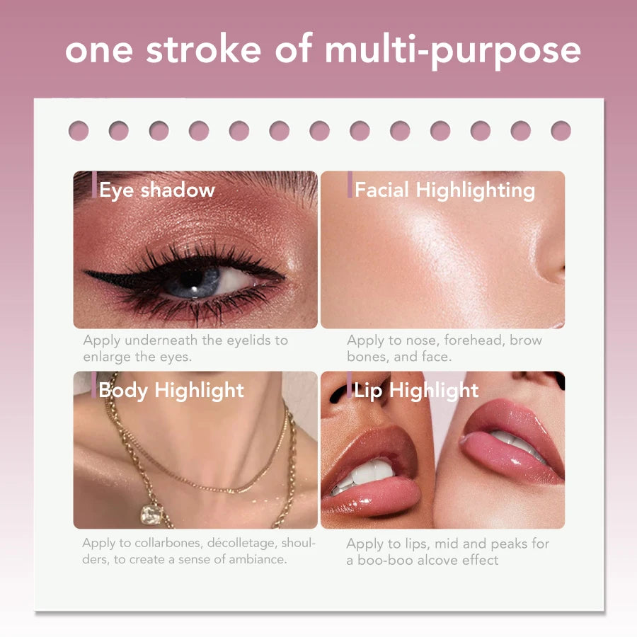 Shimmering Eyeshadow Stick With A Jelly Like Texture Fine Glitter And Highlighting Effect Waterproof And Long Lasting