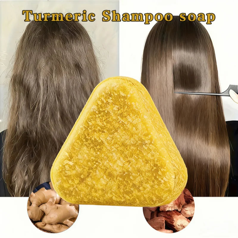 Handmade Turmeric Calendula Hair Shampoo Soap, Natural Herbal Volumizing Soap, For Strengthen Hair Roots, Oil Control, Cleansing