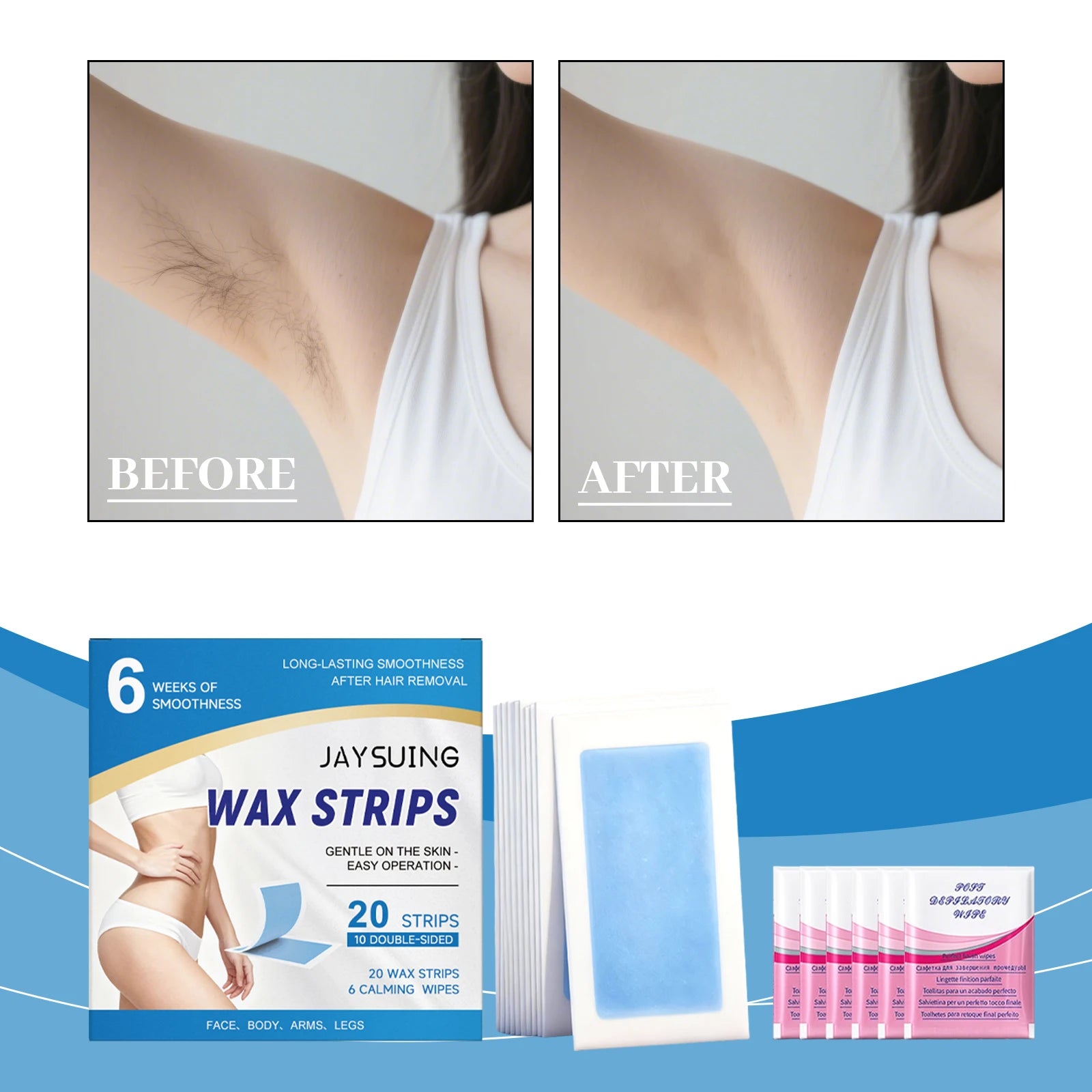 Hair Removal Wax Strips Professional Mild Nonwoven Body Depilation For Face Legs Bikini Underarm Arm Summer Epil Body Wax Strips