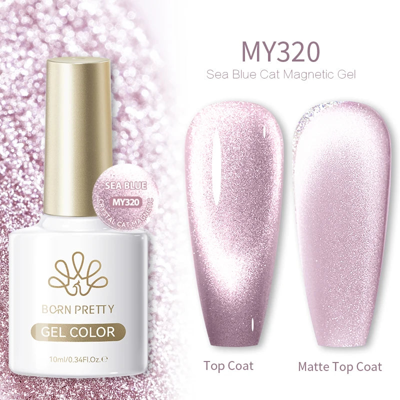 BORN PRETTY 10ml Autumn Gold Pink Glitter Cat Magnetic Gel Nail Polish Jelly Pink Semi Permanent Soak Off UV LED Varnish
