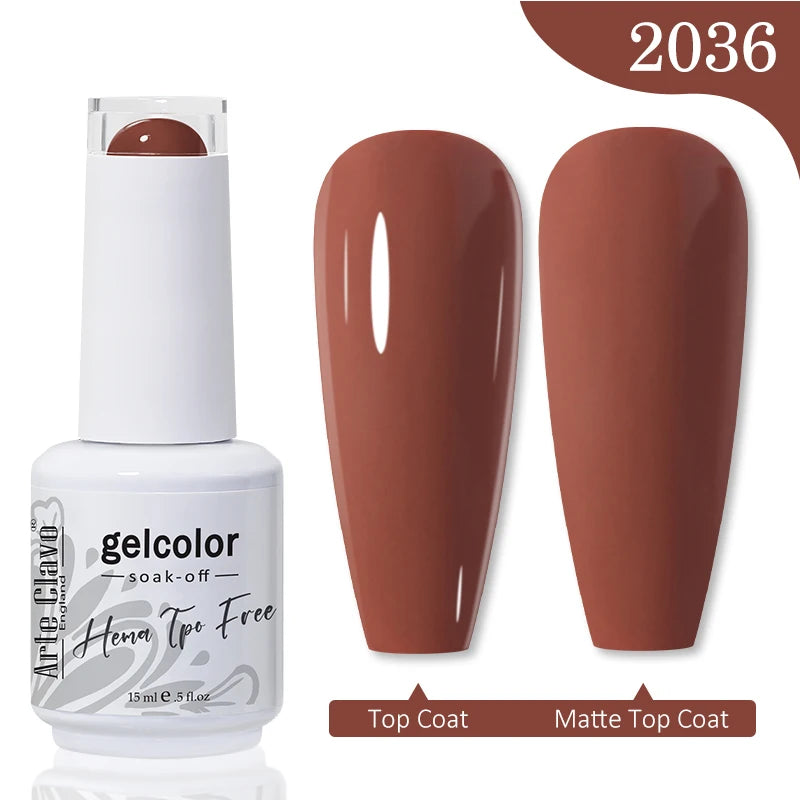 Arte Clavo 15ML Red Brown Color Gel Nail Polish Autumn Winter Nail Art Gel Nail Supplies Semi Permanent Soak Off UV Gel Varnish