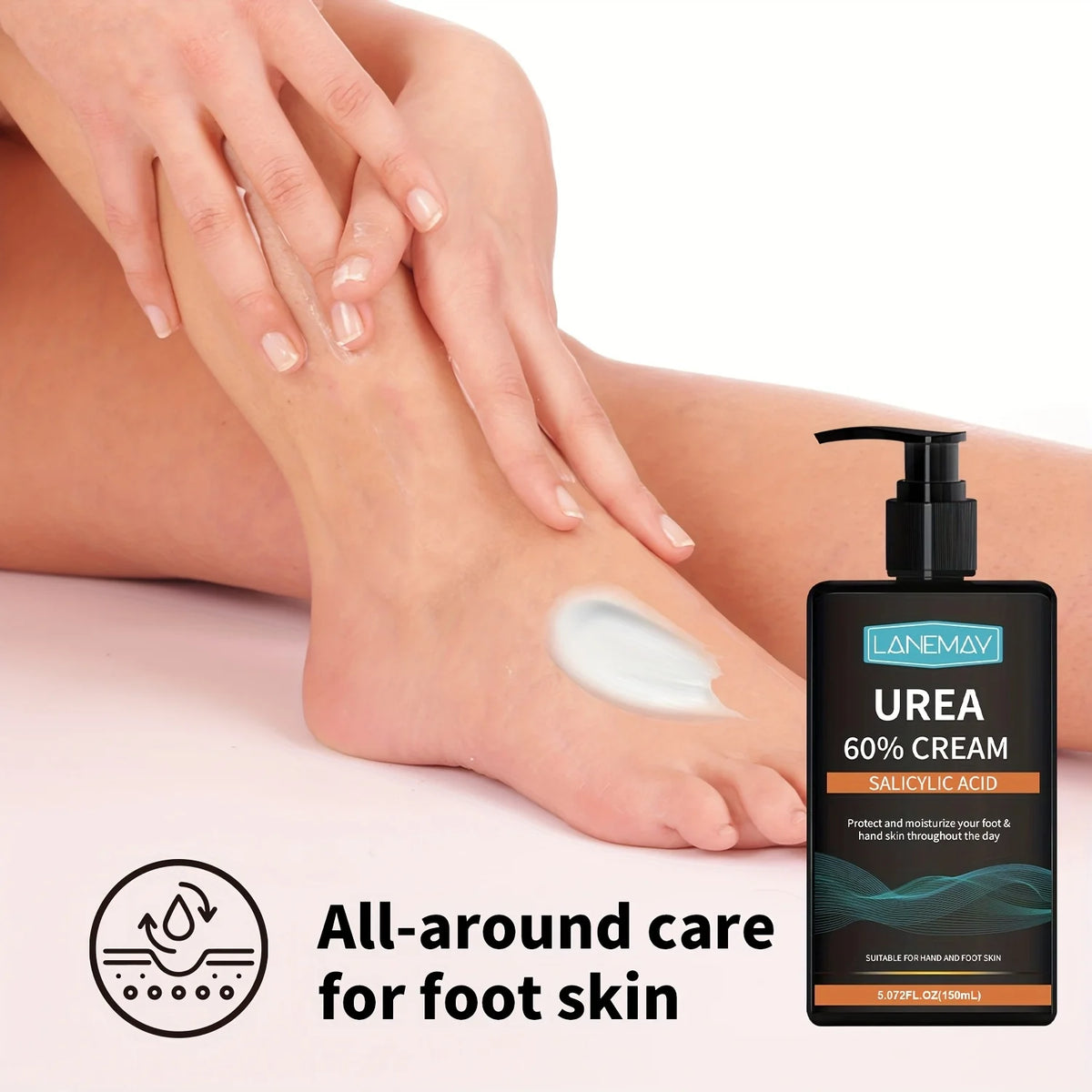 Urea 60% Cream with Salicylic Acid - Intensive Moisturizing for Dry, Rough Skin, Non-Greasy Formula - Ideal for Hands & Feet