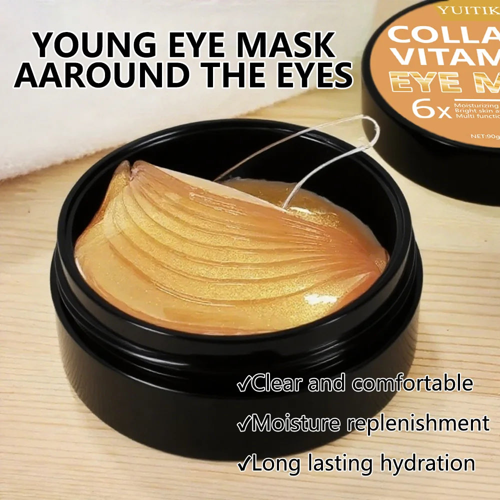 Collagen Vitamin Eye Mask 90g - 6x Moisturizing, Brightens & Multi-Care, Hydrating Serum, for All Skin Types, Gentle Formula