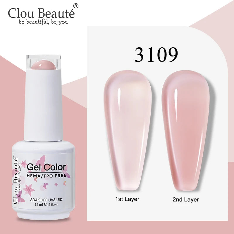 Clou Beaute Semi-transparent Jelly Color UV Gel Manicure Gel Nail Nail Supplies For Professionals Semi-permanent Varnish 15ml