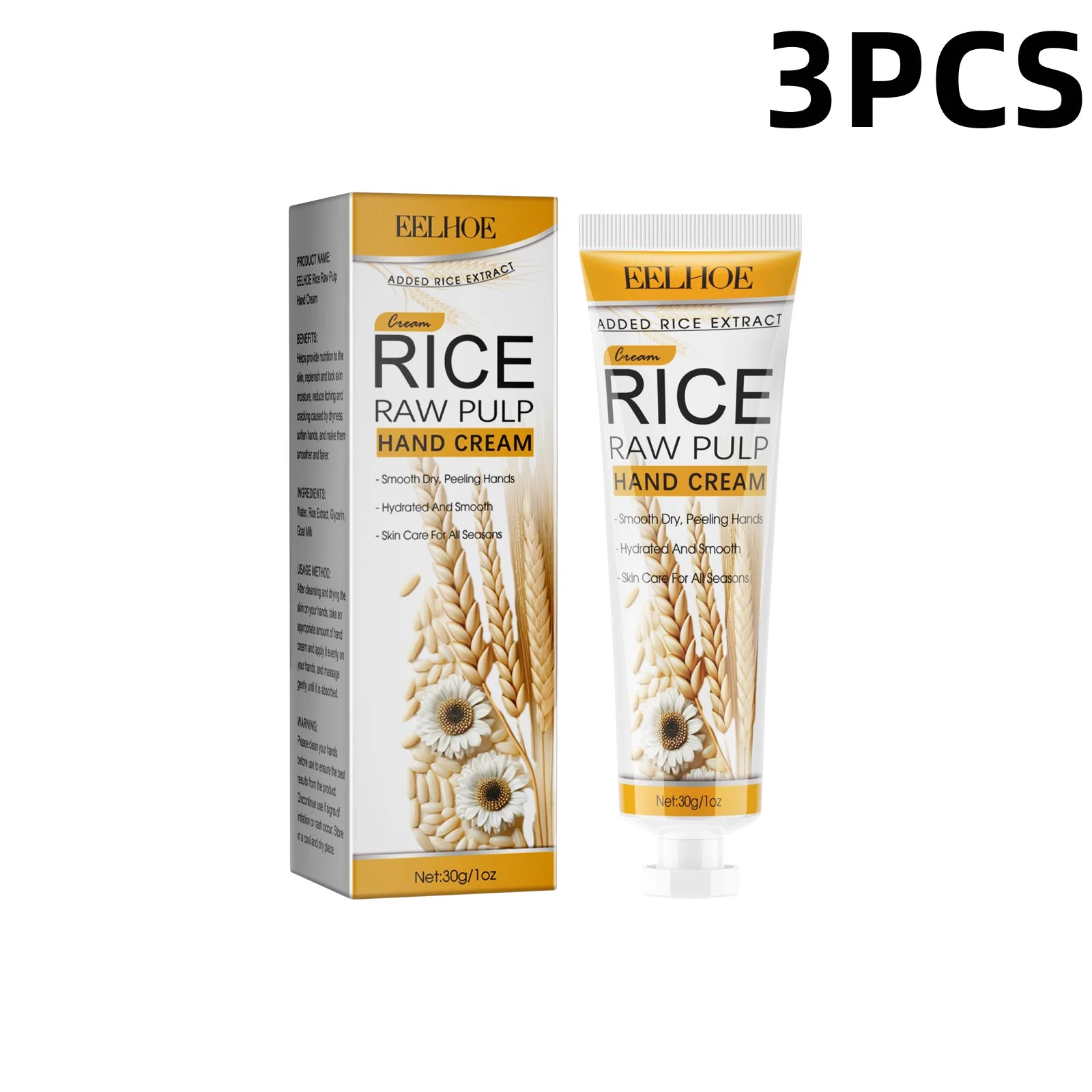 EELHOE Rice Extract Moisturizing Hand Cream for Dry Rough Hands  Brightening Skin Nourishing Itch Relief Gentle Care Hydration