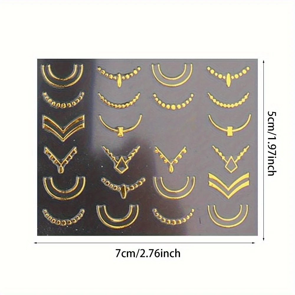 30 Sheets Golden Floral Nail Art Stickers - 3D Self-Adhesive Shimmering Leaf & Flower Designs for DIY Manicure