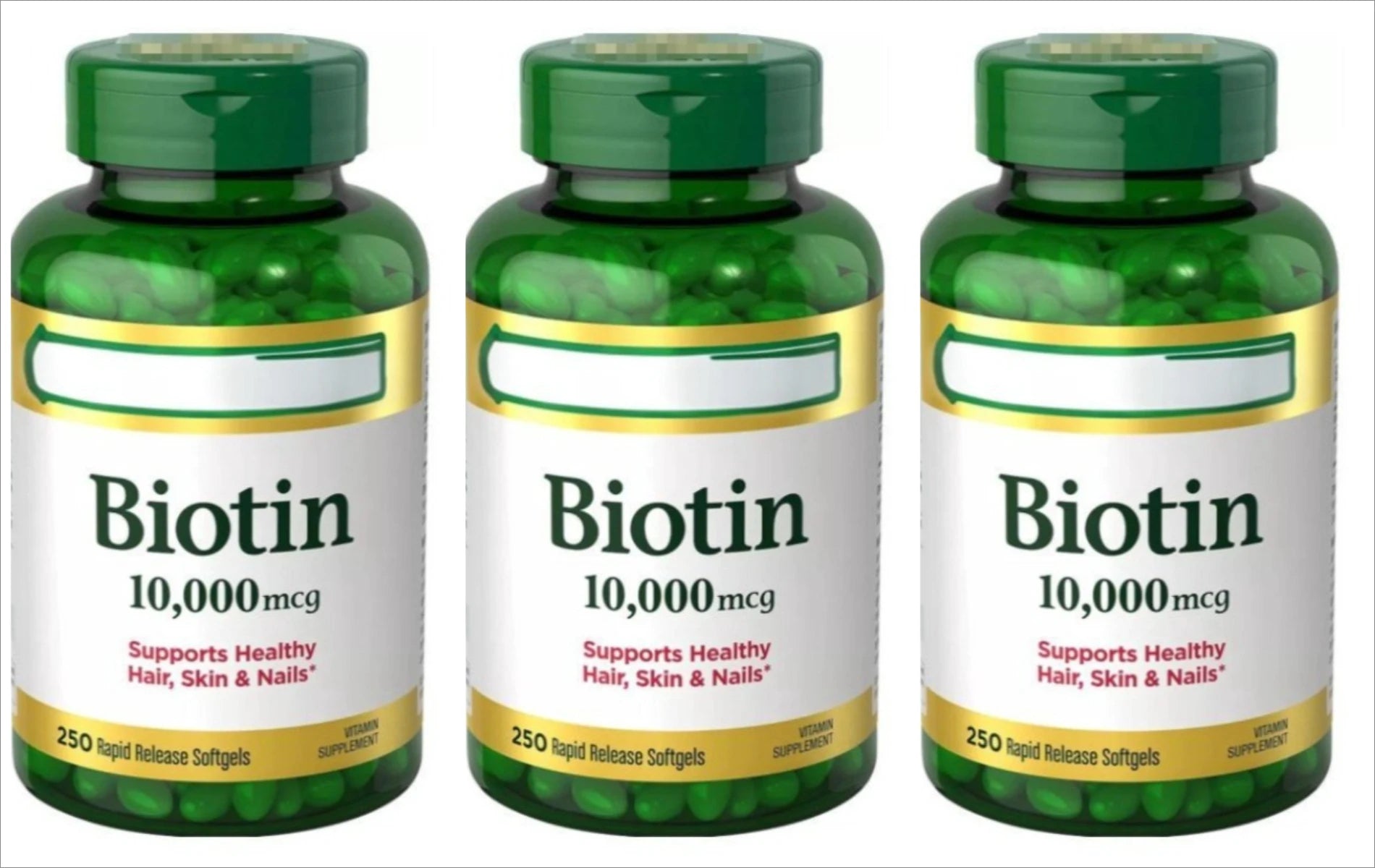 Biotin Vitamins for Hair Skin Nails Supports Beauty Daily Formula 10,000 Mcg 120 Softgels Pack of 1 Adult Supplement