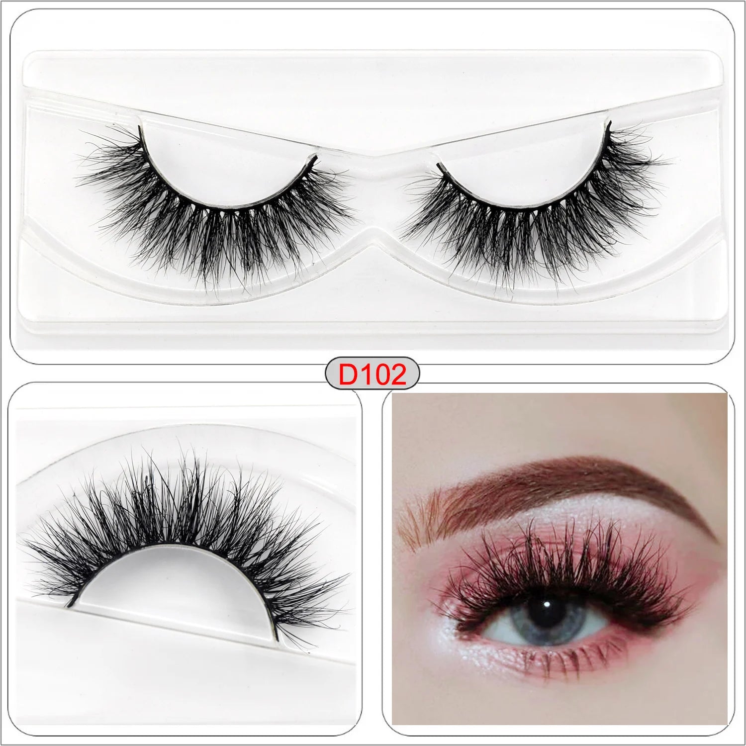 Mink Fake Eyelashes 3D Mink Lashes Natural Long False Eyelash Cruelty-free Mink Hair Fluttery False Lashes Makeup D101 Lash Gift