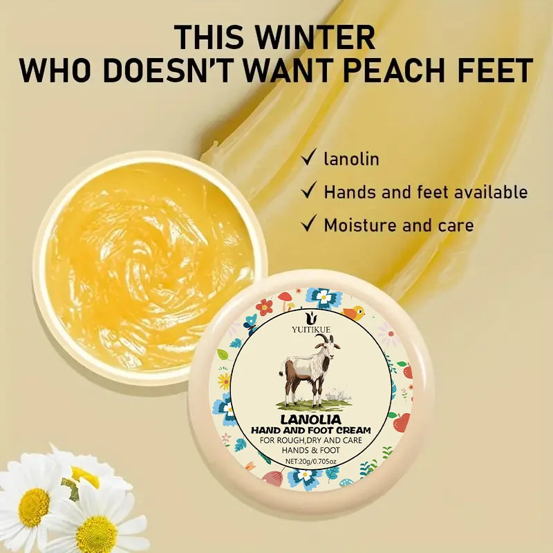 YUITIKUE Hand and Foot Cream, Lanolin Moisturizing for Dry and Rough Skin, Deep Nourishment, Winter Care, Soothes Feet, 20g