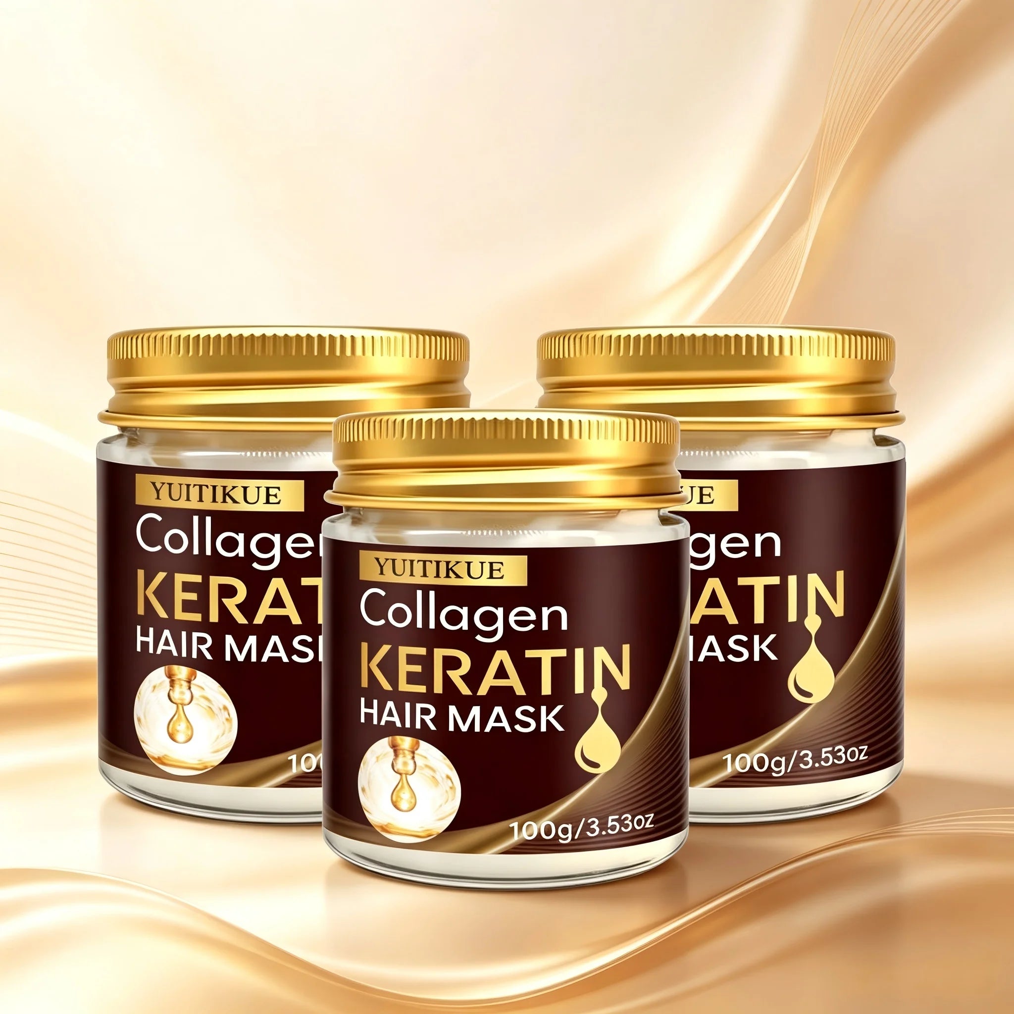 YUITIKUE100g Collagen Keratin Hair Mask, Deep Repair & Nourishing Care for Dry Damaged Hair, Smoothing & Frizz Control Treatment
