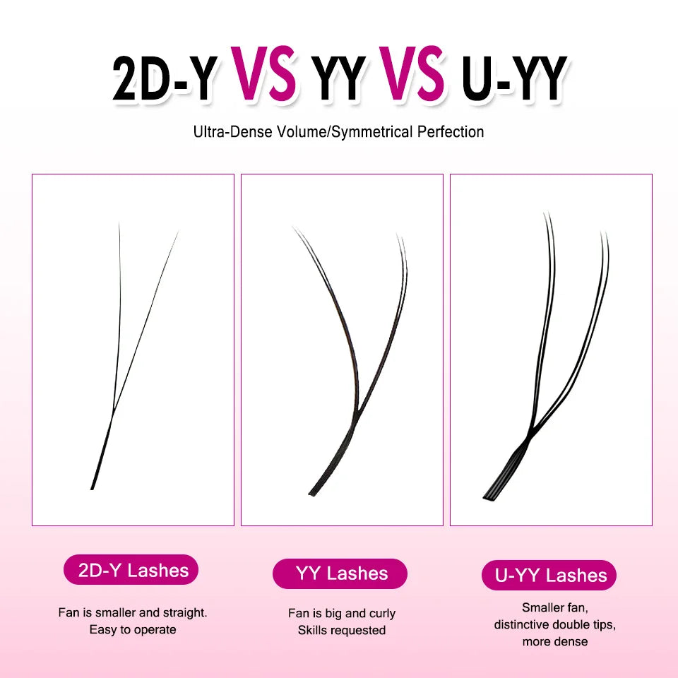 New Arrival U Shape YY Eyelashes Extensions 3DW U5DW Lashes Extension Premade Volume Fans False Eyelashes U Shape W Bloom Lashes