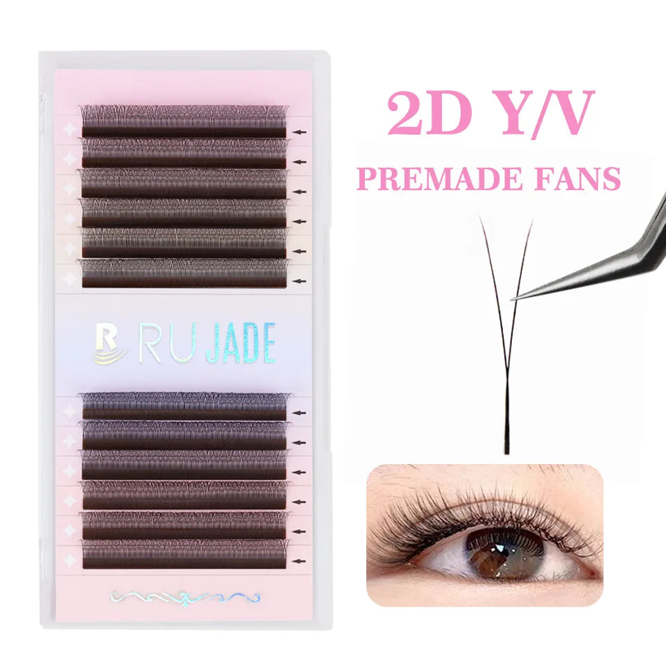 NEW Brown 3D Fairy W-Shaped Eyelash Extension Brown 4D Hand Woven Lashes Premade Fans 2D 5D Clover Eyelash 3D Fairy Spike Lashes